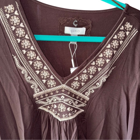 Cupio Brown Embellished Tunic with Bell Sleeves - Picture 2 of 7